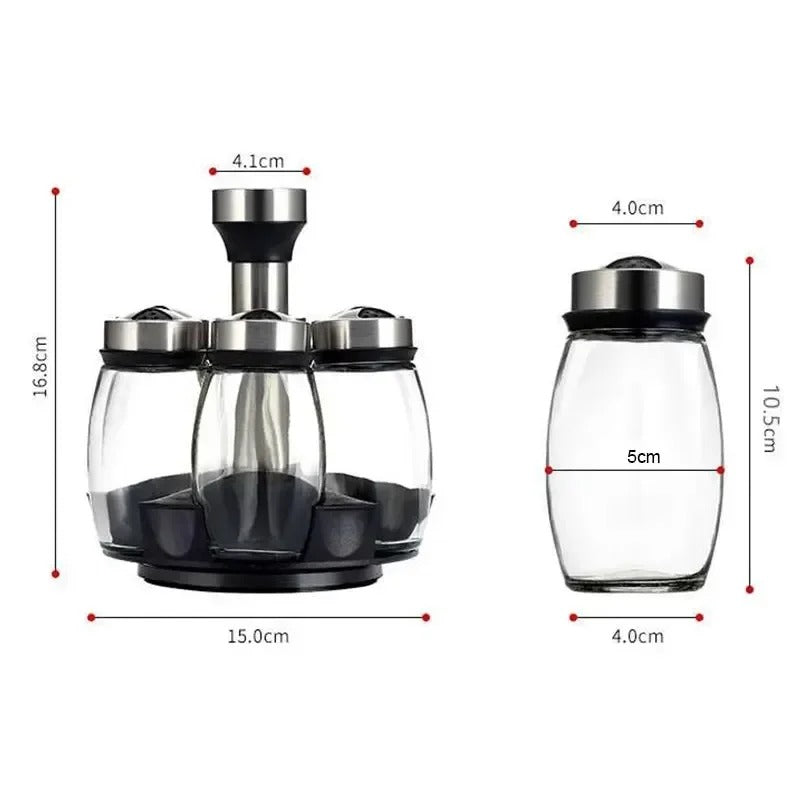 Porte-Épices Rotatif 360° avec 6 Pots en Verre