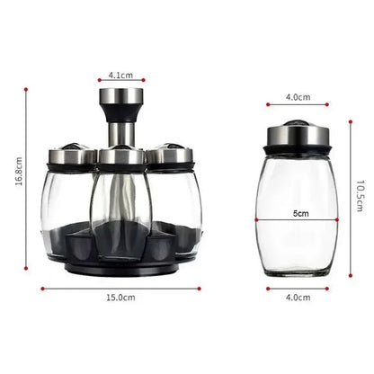 Porte-Épices Rotatif 360° avec 6 Pots en Verre