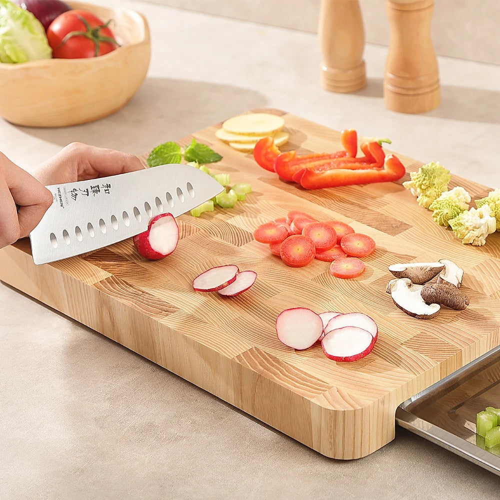 Planche à découper en bois de frêne massif 41 x 31 cm – Grande planche de cuisine robuste et durable