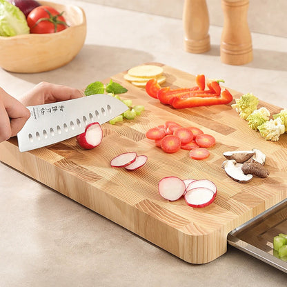 Planche à découper en bois de frêne massif 41 x 31 cm – Grande planche de cuisine robuste et durable