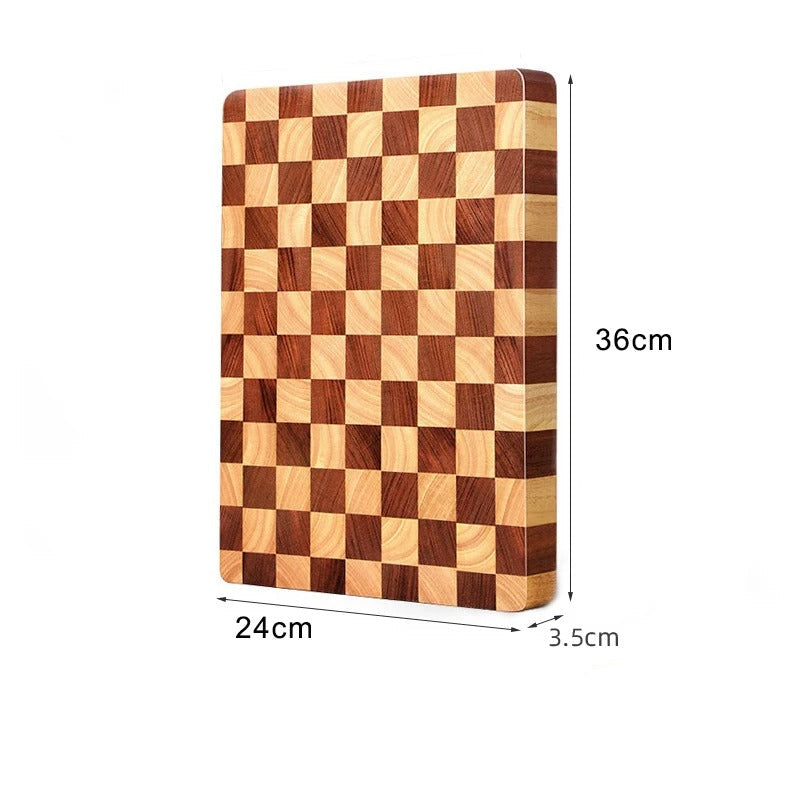 Planche à découper damier en bois d'acacia massif de 36 cm par 24 cm et 3,5 cm d'épaisseur