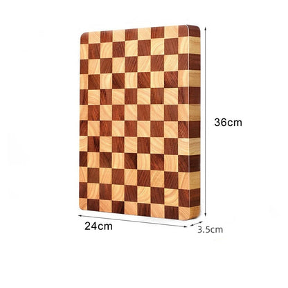 Planche à découper damier en bois d'acacia massif de 36 cm par 24 cm et 3,5 cm d'épaisseur