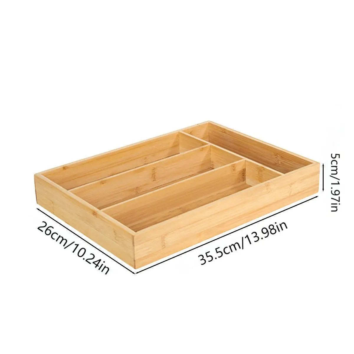 Organisateur de Couverts pour Tiroir en Bambou avec plusieurs compartiments pour un rangement efficace