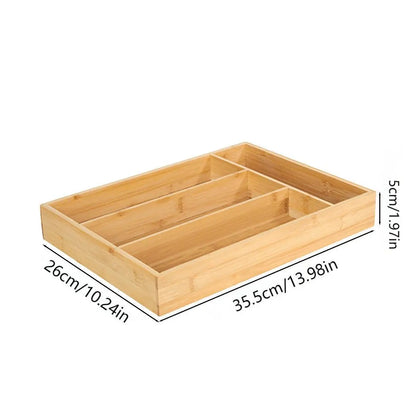 Organisateur de Couverts pour Tiroir en Bambou avec plusieurs compartiments pour un rangement efficace