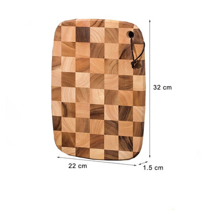 Planche à découper damier en bois d'acacia massif de 32 cm x 22 cm x 1,5 cm, idéale pour la cuisine