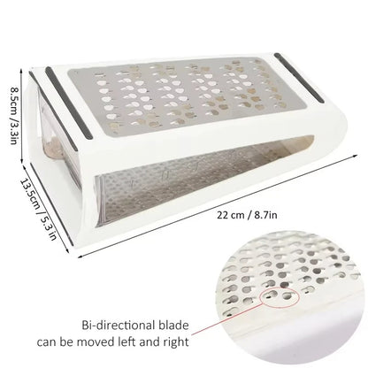 Râpe à Fromage Double Face avec Récipient Intégré – Râpe Inox pour Légumes et Fromage avec Conteneur de Récupération