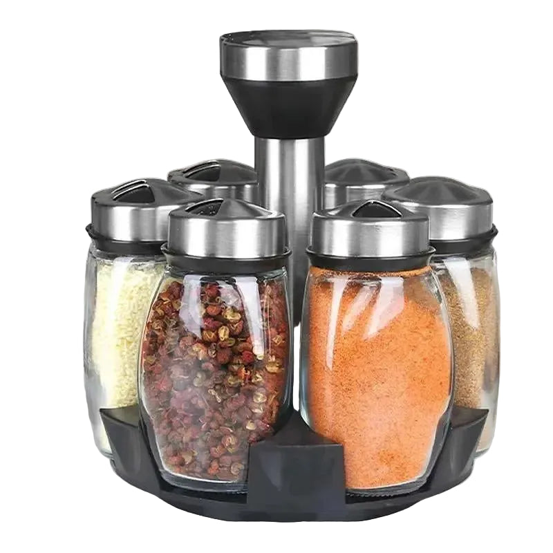 Porte-Épices Rotatif 360° avec 6 Pots en Verre