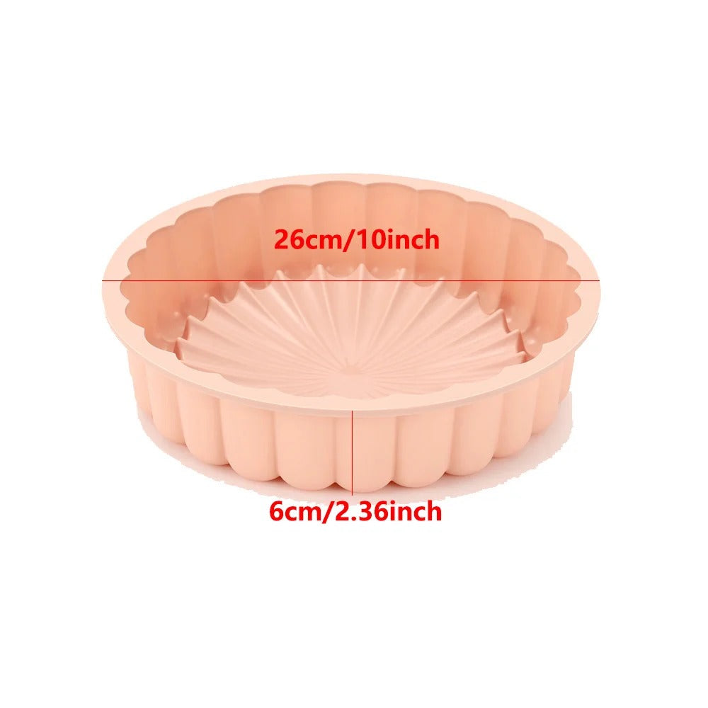 Moule à Charlotte en Silicone 26 cm – Rose avec un design en éventail pour desserts délicats
