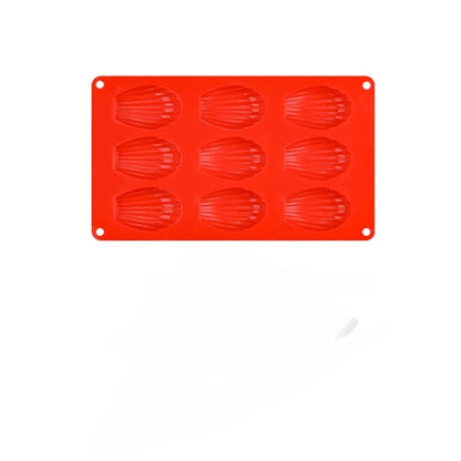 Moule à Madeleines en Silicone rouge à 9 alvéoles pour pâtisserie facile et pratique
