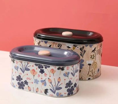 Boîtes métal  – Stockage hermétique deux boîtes métal décor floral avec couvercles hermétiques pour cuisine