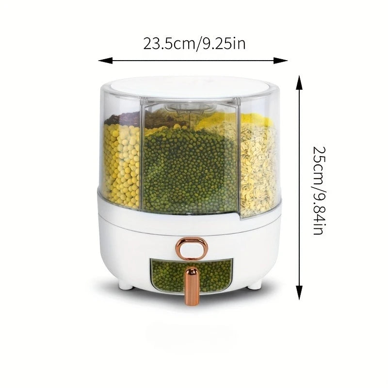 Distributeur de Grains Multi-sections – Organisation Cuisine, distributeur transparent blanc 3 compartiments avec robinet doré