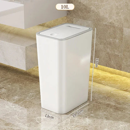 Poubelle Cuisine 10L – Design Moderne, Anti-Odeurs . Corbeille blanche 33 cm avec couvercle étanche, gain d'espace