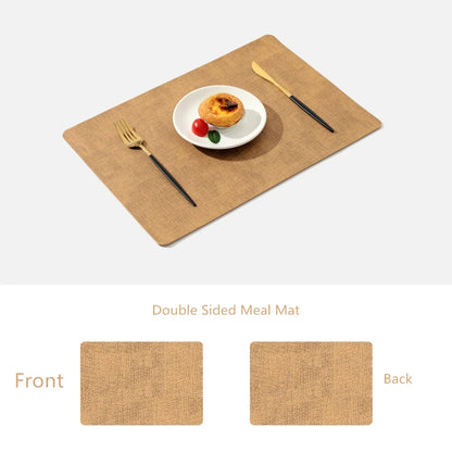 Set de Table Similicuir lot de 4 – Étanche & Anti-Taches, napperons beige imitation cuir double face avec assiette