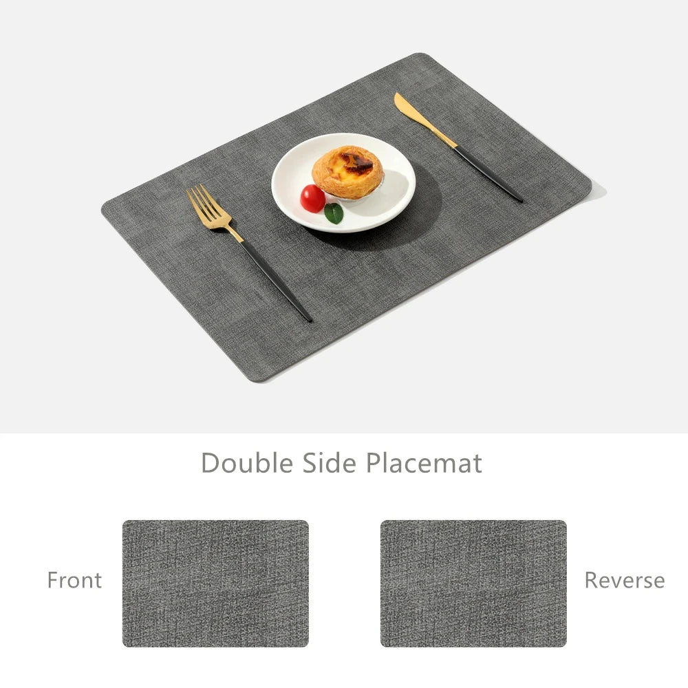 Set de Table Similicuir lot de 4 – Étanche & Anti-Taches. Set gris double face, résistant et facile à nettoyer