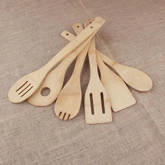 Spatule Bambou Antiadhésive – Légère & Facile à Nettoyer. Ensemble d'ustensiles de cuisine en bambou naturel