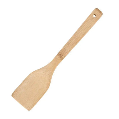 Spatule Bambou Antiadhésive – Légère & Facile à Nettoyer. Spatule plate en bambou naturel avec poignée trouée pour suspension