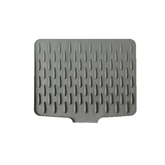 Tapis Égouttoir Silicone Pliable – Pratique & Résistant. Tapis gris en silicone avec motifs gouttes et bec de vidange