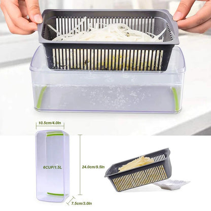 Mandoline Cuisine 10 en 1 avec Bac Coupe Légumes Inox pour trancher et préparer facilement les légumes