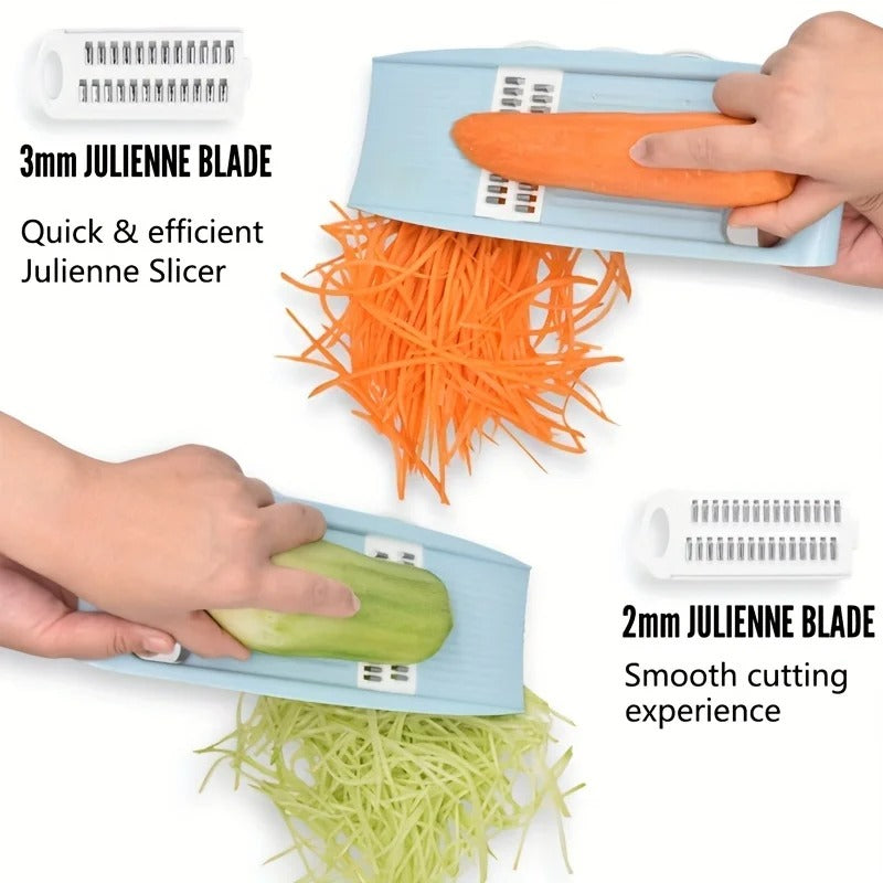 Mandoline Multifonction 5 en 1 pour Légumes avec lames en julienne pour couper les légumes rapidement
