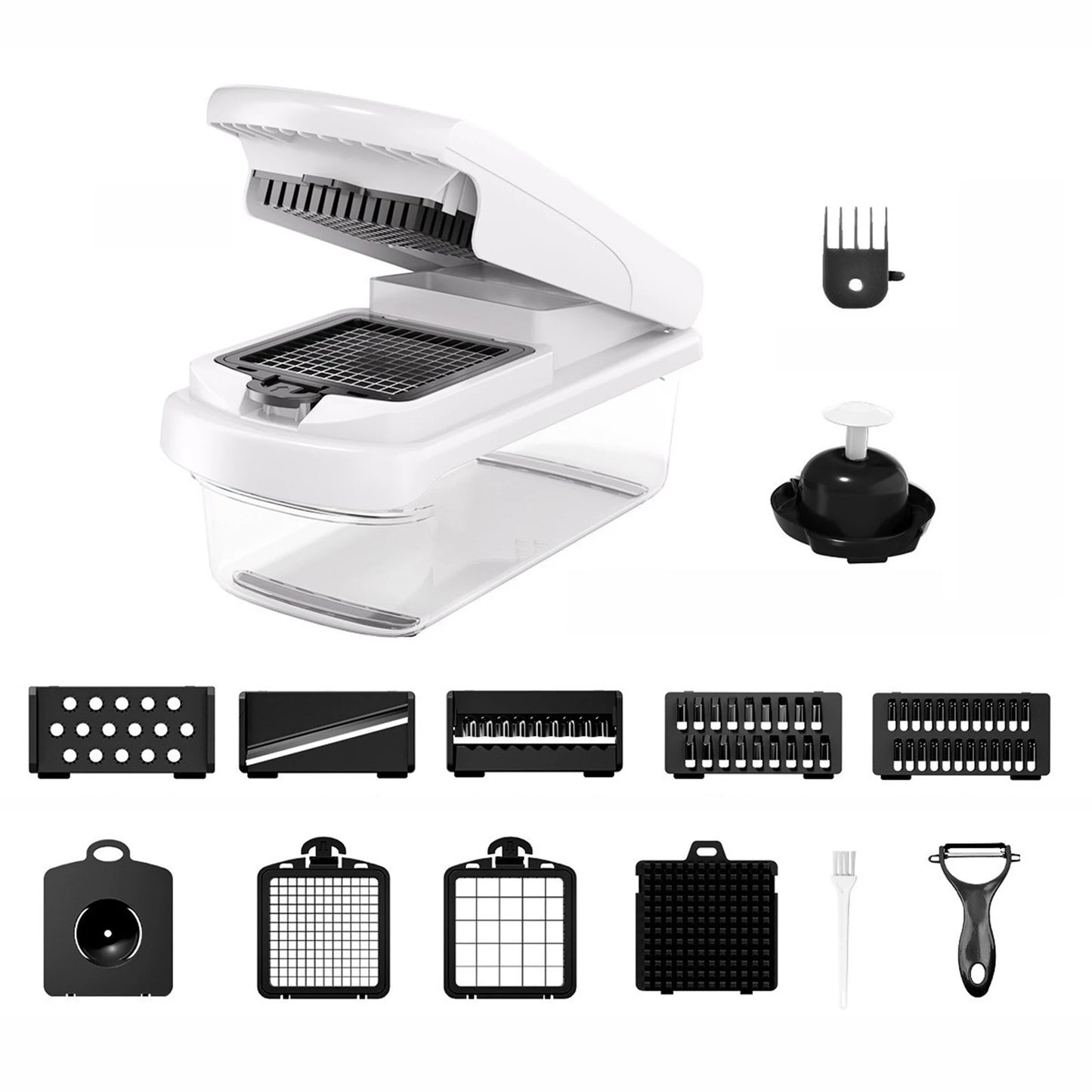 Mandoline Multifonction avec Bac Récupérateur pour trancher et râper légumes facilement en cuisine