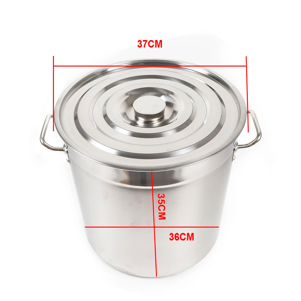 Marmite inox 35 L avec couvercle pour cuisinière à gaz, idéale pour la cuisson et le stockage