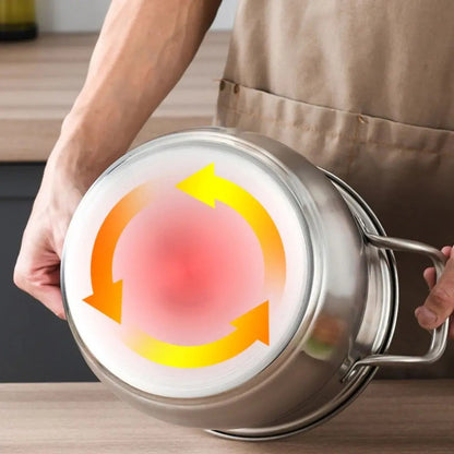 Marmite Inox à Fond Épais avec Couvercle Grande Capacité Compatible Induction et Gaz en utilisation