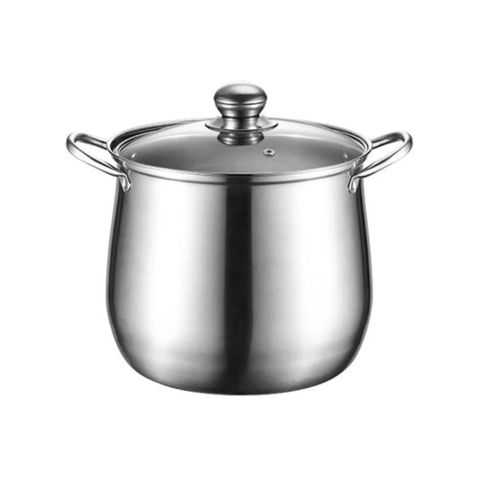 Marmite Inox à Fond Épais avec Couvercle Grande Capacité Compatible Induction et Gaz en acier inoxydable