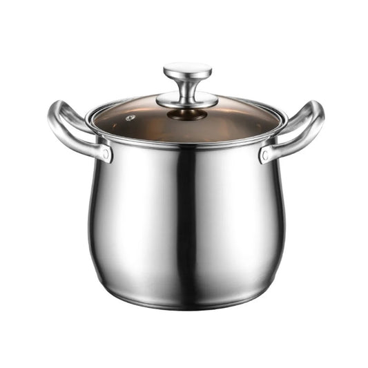 Marmite Inox à Fond Épais avec Couvercle Grande Capacité Compatible Induction et Gaz