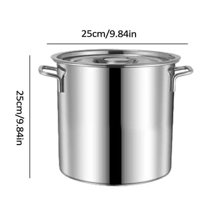 Marmite Inox avec Couvercle – 6,2 L ou 10 L de 25 cm avec poignées latérales en acier inoxydable