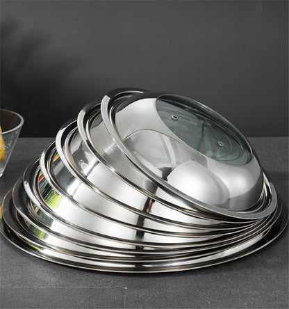 Couvercle Inox Universel 24–38 cm – Résistant empilés en acier inox et verre avec poignée pour casseroles