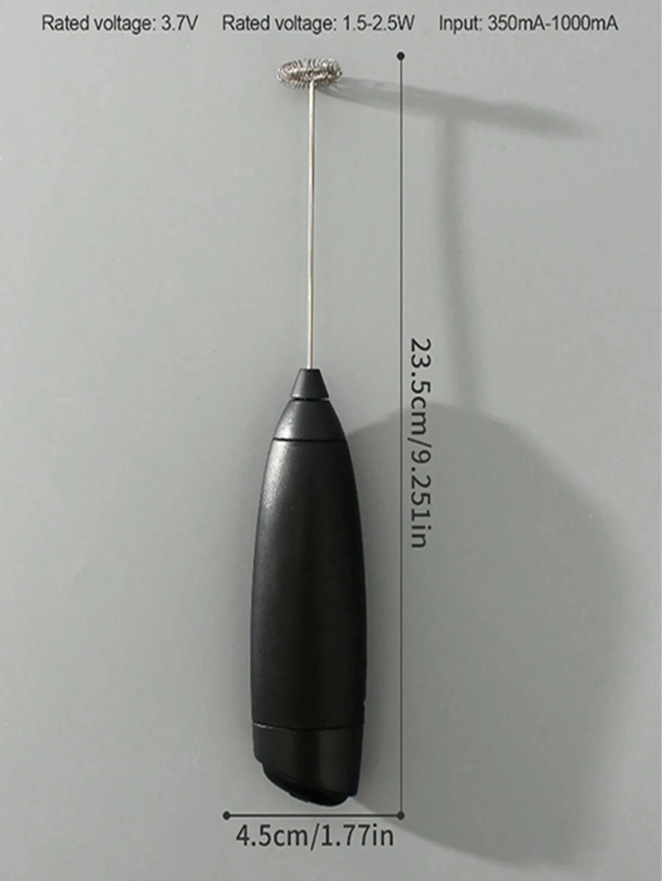Mélangeur Électrique Sans Fil Portable noir avec fouet en métal et dimensions compactes