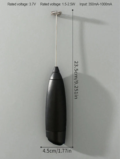 Mélangeur Électrique Sans Fil Portable noir avec fouet en métal et dimensions compactes