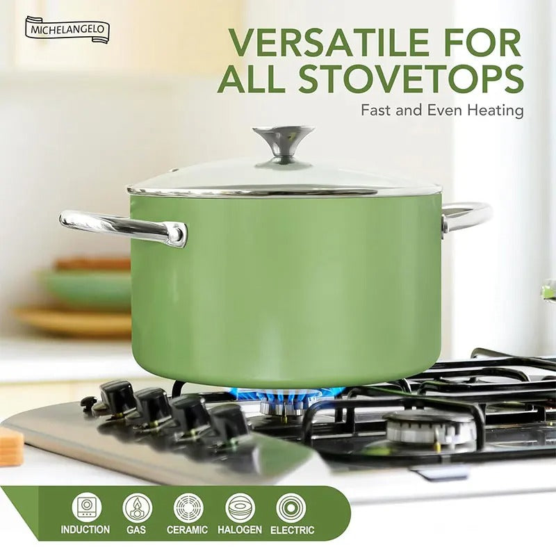 Marmite 6 L en Céramique Antiadhésive avec Couvercle – Tous Feux sur une cuisinière, idéale pour une cuisson uniforme.