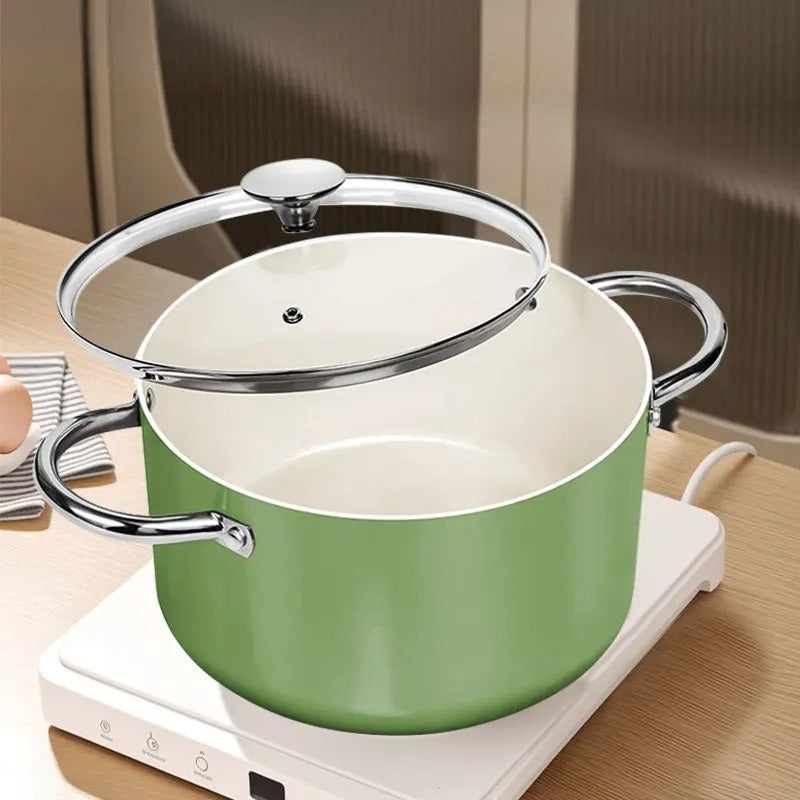 Marmite 6 L en Céramique Antiadhésive avec Couvercle – Tous Feux sur une table moderne avec un fond clair