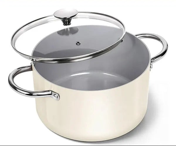 Marmite 6 L en Céramique Antiadhésive avec Couvercle – Tous Feux, idéale pour cuisiner facilement.