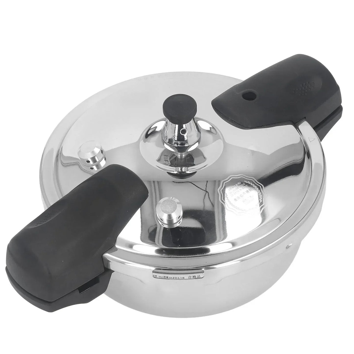 Mini Autocuiseur Inox 1,8 L Compatible Induction et Gaz avec poignées ergonomiques en noir