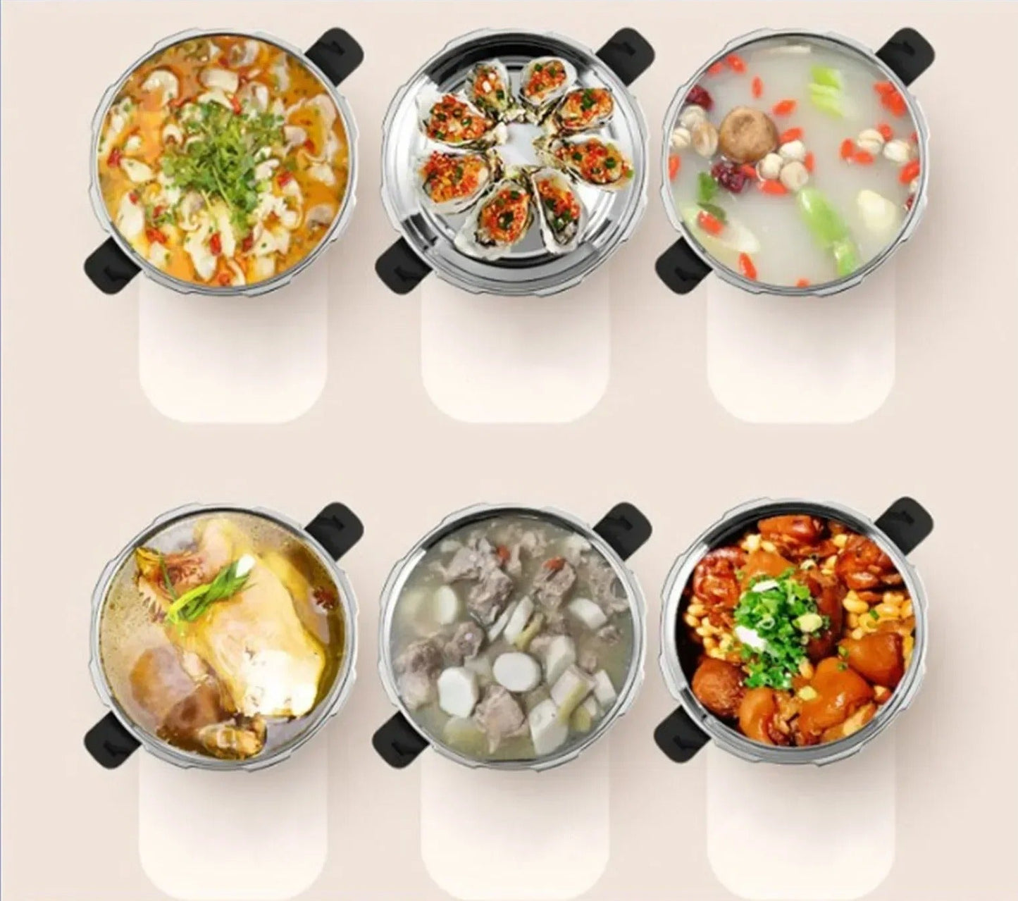 Mini Autocuiseur Inox 1,8 L Compatible Induction et Gaz avec divers plats cuisinés savoureux
