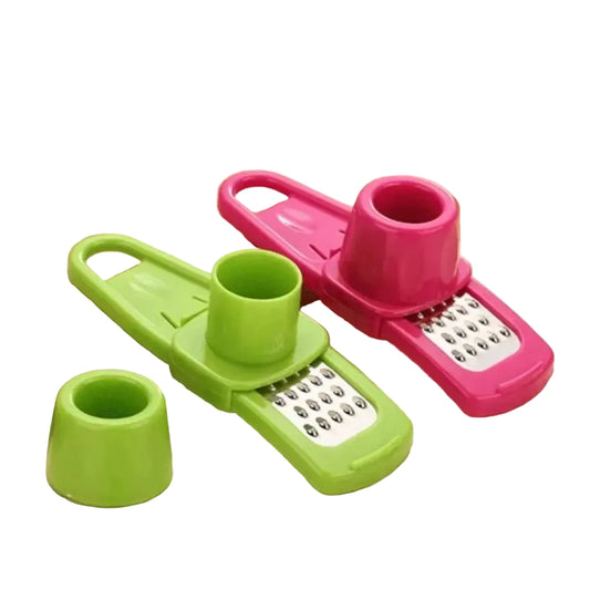Mini hachoir manuel ail et gingembre – Broyeur de cuisine compact en vert et rose pour hacher facilement les ingrédients.