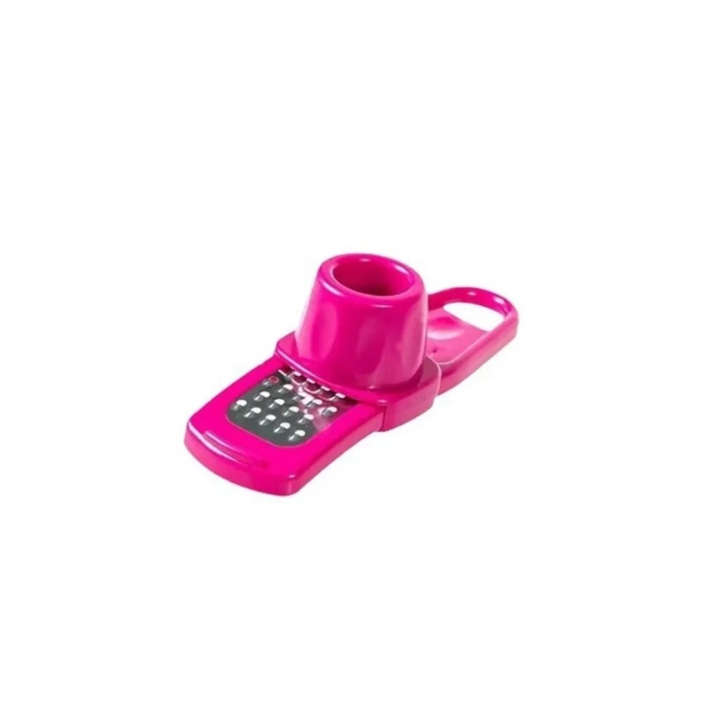 Mini hachoir manuel ail et gingembre – Broyeur de cuisine compact en plastique rose, idéal pour les préparations culinaires.
