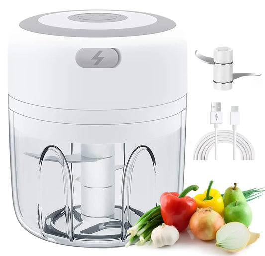Mini Hachoir Sans Fil Rechargeable 30W – 100 à 300 ml avec lames en acier inoxydable et câble USB