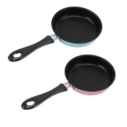 Mini poêle à frire en acier inoxydable 12cm avec poignées colorées pour une cuisson pratique