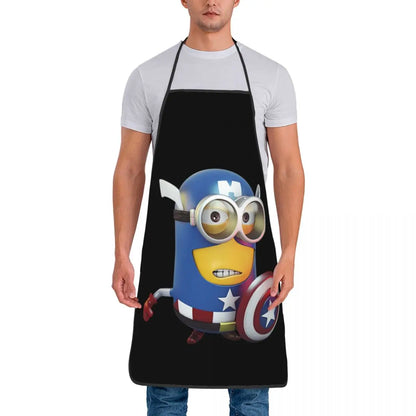 Tablier Cuisine Imperméable MINISO noir avec dessin Minion Captain America pour cuisine