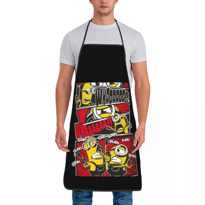 Tablier Cuisine Imperméable MINISO noir avec imprimé Minions pour protéger les vêtements en cuisine