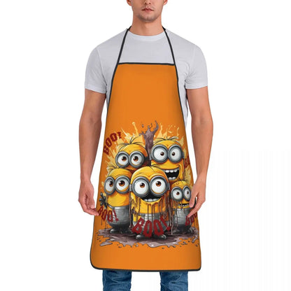 Tablier Cuisine Imperméable MINISO orange avec dessin de personnages Minions pour cuisiner sans taches