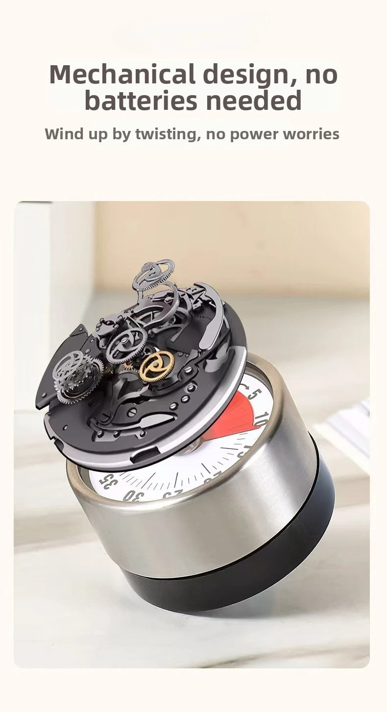 Minuteur de cuisine mécanique visuel précision cuisson avec design sans batterie, idéal pour la cuisson précise.