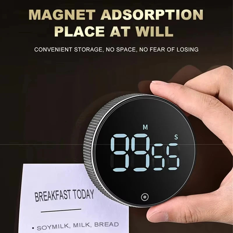 Minuteur de Cuisine Rotatif LED Compte à Rebours 99 min avec affichage numérique et fixation magnétique pratique