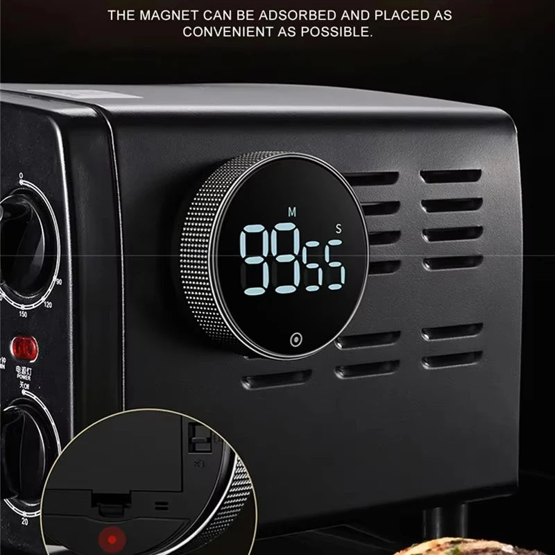 Minuteur de Cuisine Rotatif LED Compte à Rebours 99 min avec affichage numérique et fonction magnétique