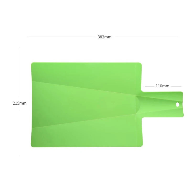 Planche à Découper Pliable MOONBIFFY – Pratique & Compacte en plastique vert avec dimensions détaillées