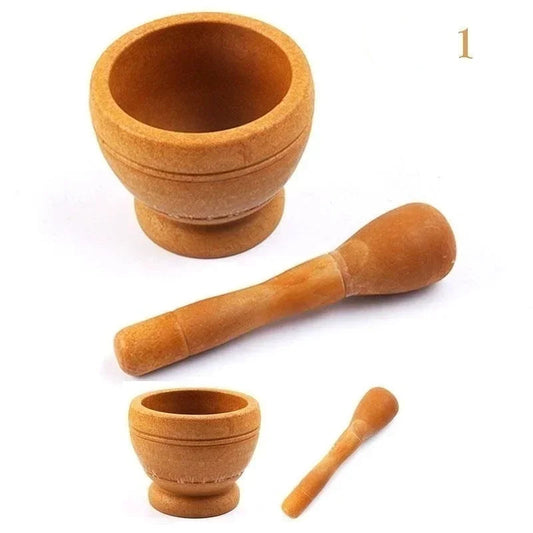 Mortier Pilon Cuisine en Résine – Mélange & Broyage Facile avec design en bois clair Ustensile de chef