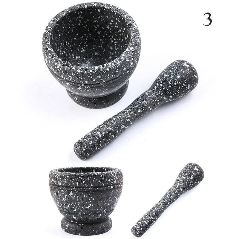 Mortier Pilon Cuisine en Résine – Mélange & Broyage Facile en pierre noire tachetée pour cuisine